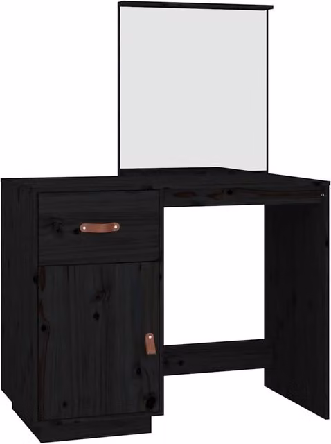 Berkfield Home Black Rustic Solid Wood Pine Dressing Table W/D/H: 95 x 50 x 134 cm – 1