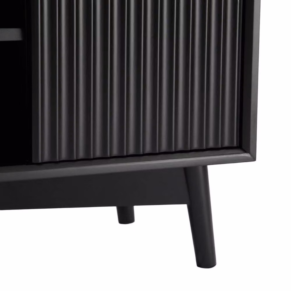 Home Garden Direct Monza Fluted TV Unit with Storage in Black – 6