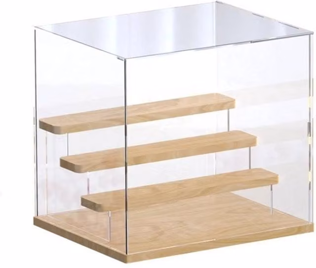 NESTLUNE 4 Tier Toy Model Display Cabinet with Glass Doors in Transparent Clear