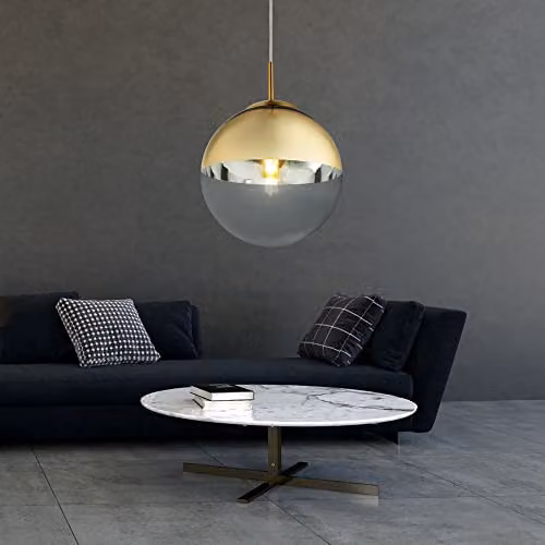 Globo Lighting 15856 Modern Glass Sphere Ceiling Light in Multicolour and Gold/Brass, W/D/H: 25.0 x 25.0 x 120.0 cm – 5