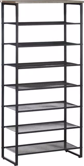 HOMCOM 8-Tier Freestanding Metal Shoe Storage Rack in Black and Grey