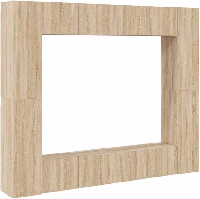 Berkfield Home 8 Piece Modern Sonoma Oak TV Cabinet Set in Light Brown – 1