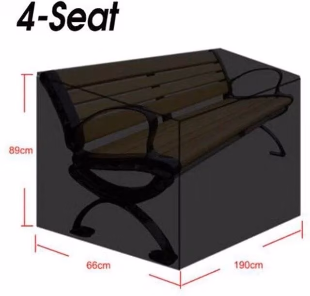 FLAVORA Waterproof UV Resistant Garden Bench Cover in Black, W/D/H: 190 x 66 x 89 cm – 1