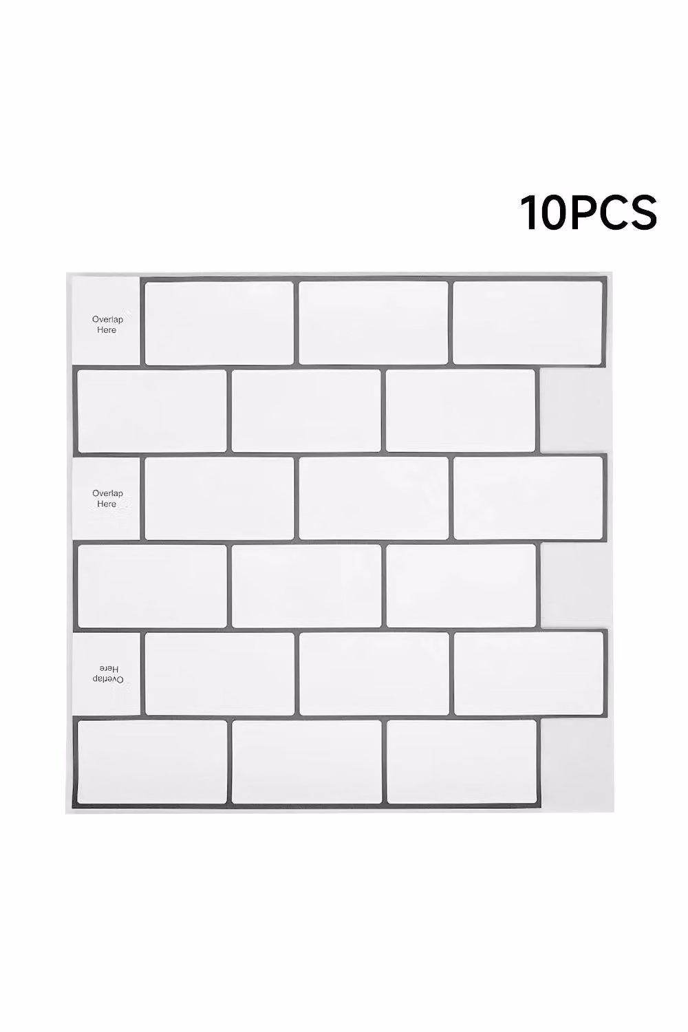 Living and Home 10 PCS Peel and Stick Tile Look Wall Stickers in White – 2