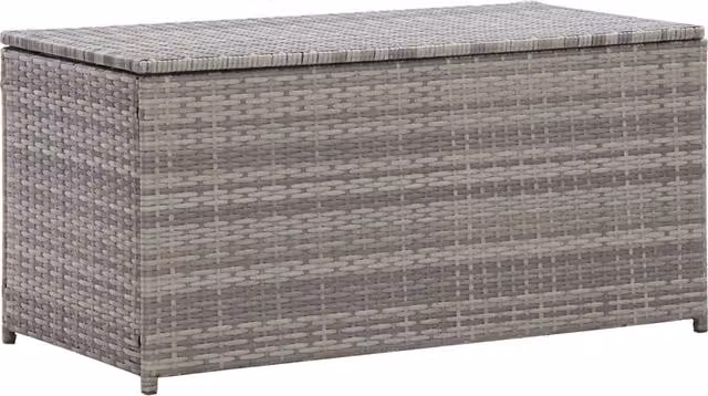 Berkfield Home Grey Poly Rattan Garden Storage Box W/D/H: 100 x 50 x 50 cm