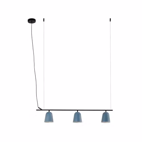 Netlighting FARO BARCELONA Studio 3 Light Bar Pendant Ceiling Light in Matt Black and Blue