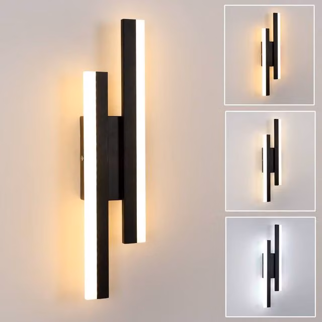 Pheashine Modern Line Form LED Wall Light in Black with Tri-color Dimming 3000K-6500K – 1