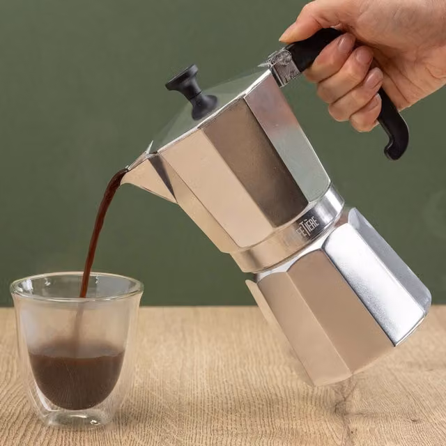 La Cafetiere Venice Aluminium Espresso Maker, Silver, Height: 19.5 cm