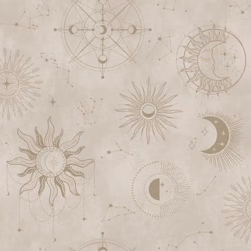 Holden Decor Cosmic Night Sky Celestial Themed Gold Wallpaper for Childrens Bedrooms and Nurseries
