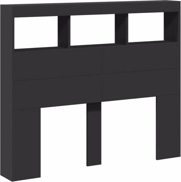Berkfield Home Headboard Cabinet with Integrated LED Lighting and Shelf, Black, W/D/H: 120 x 17 x 102 cm
