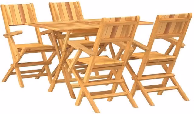 Berkfield Home 5 Piece Classic Garden Dining Set in Brown Solid Teak Wood