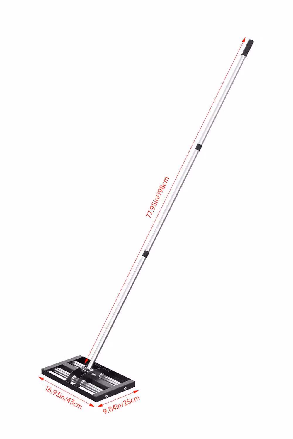 Living and Home Garden Lawn Levelling Rake with Aluminium Alloy Rollers in Black – 2