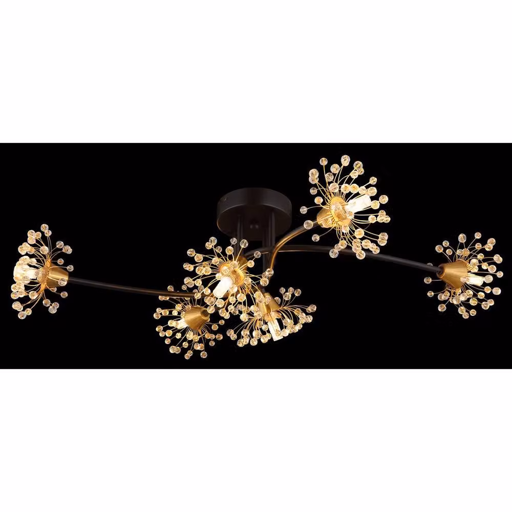 Netlighting Fiore Multi Arm Semi Flush Ceiling Lamp in Matt Black with 6x G9 Sockets – 2