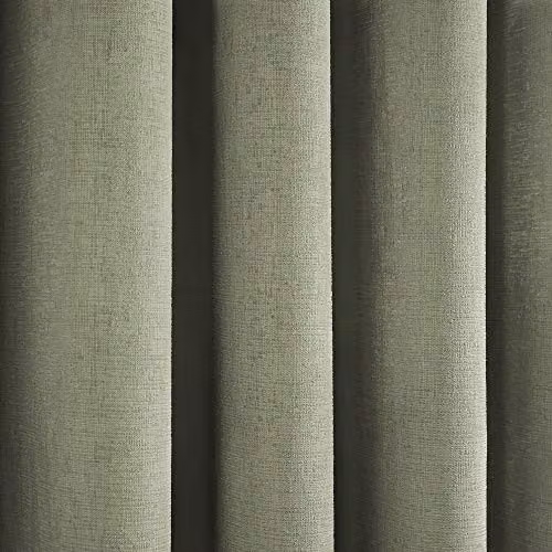Fusion Strata Thermal Eyelet Curtains in Green, 2 Panels, W: 168 cm, H: 183 cm – 2