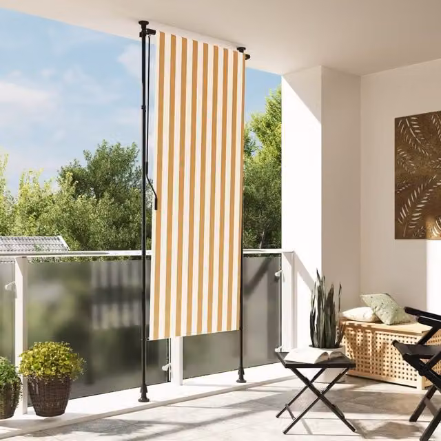 Berkfield Home Outdoor Roller Blind in Orange and White, W: 120 cm, H: 270 cm