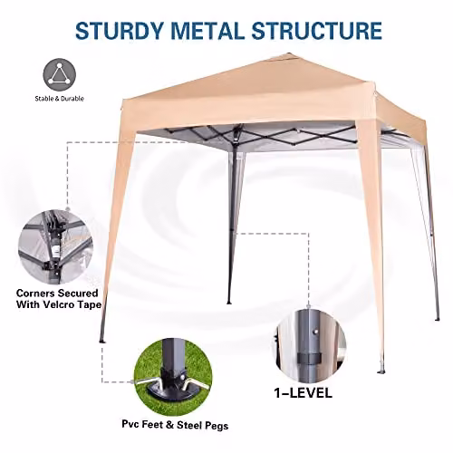 MCC Direct Waterproof Pop-up Gazebo with Sides in Beige – 2