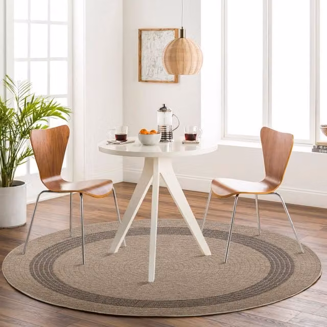 Livabliss Encore-Cottage Round In- & Outdoor Rug in Black, Beige and Brown, Diameter: 160 cm – 1