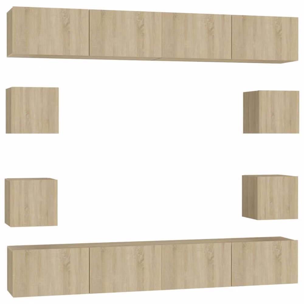 Berkfield Home 8 Piece Sonoma Oak TV Cabinet Set in Brown and Beige Engineered Wood – 2