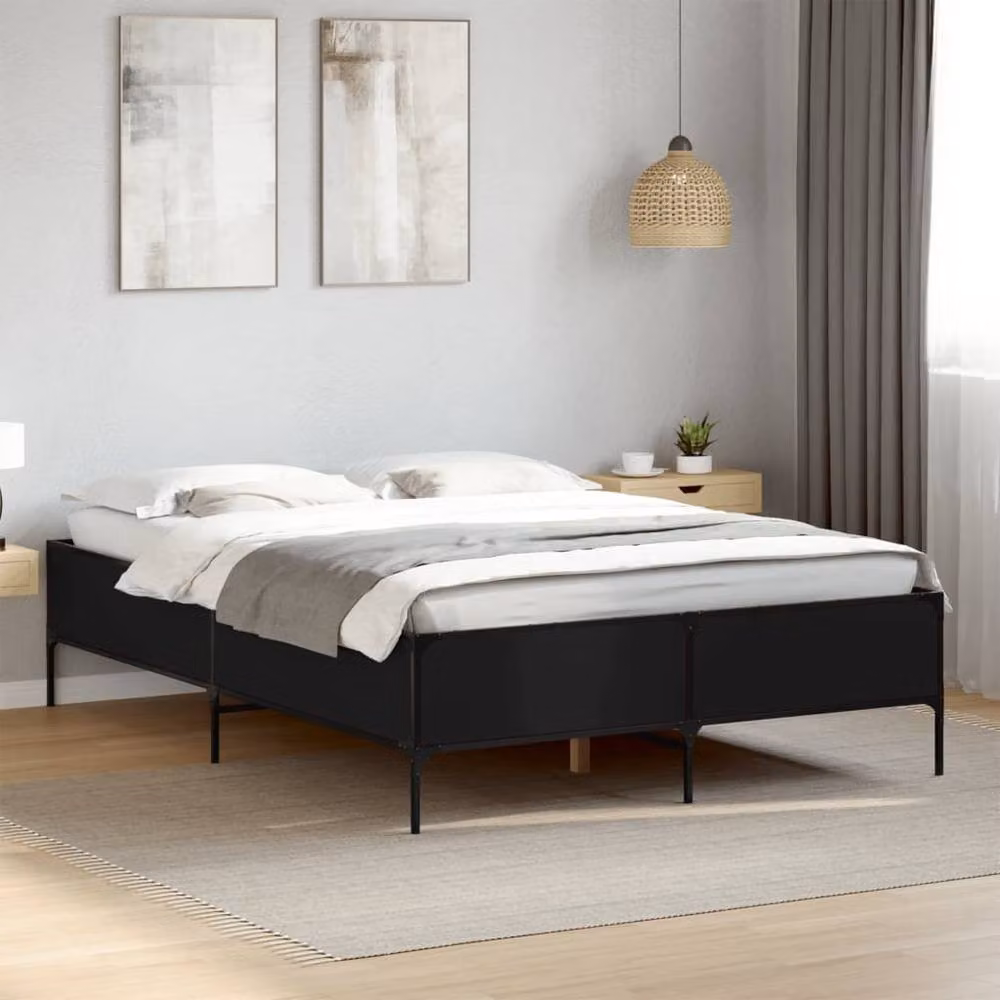 Berkfield Home Durable Small Double Bed Frame, Black, W/D/H: 120 x 190 cm – 2
