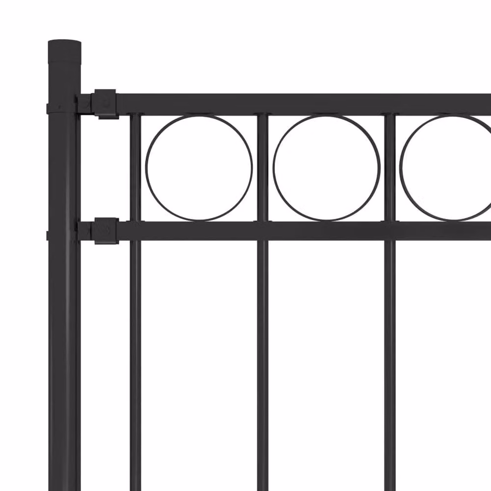 Berkfield Home Black Powder-Coated Steel Rectangular Garden Fence, H: 1.7 m x W: 1.5 m – 2
