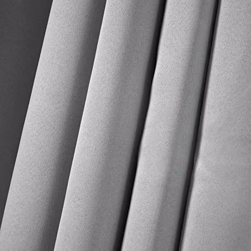 OHS Pair of Plain Thermal Blackout Eyelet Curtains in Silver Grey, Width: 167 cm, Drop: 228 cm – 4