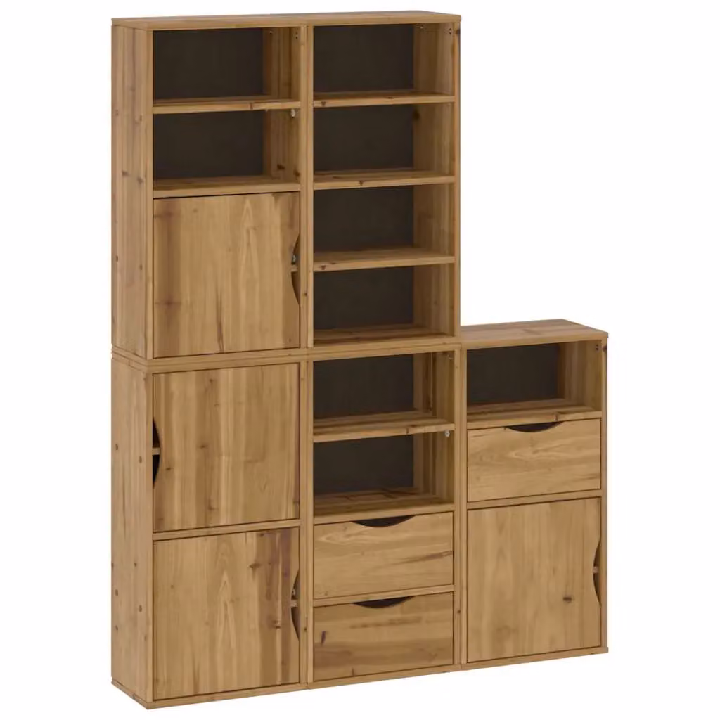 Berkfield Home ODDA Side Cabinets, 5 Piece Set, Solid Wood Pine, Brown, W: 40 cm, D: 24 cm, H: 79 cm – 2