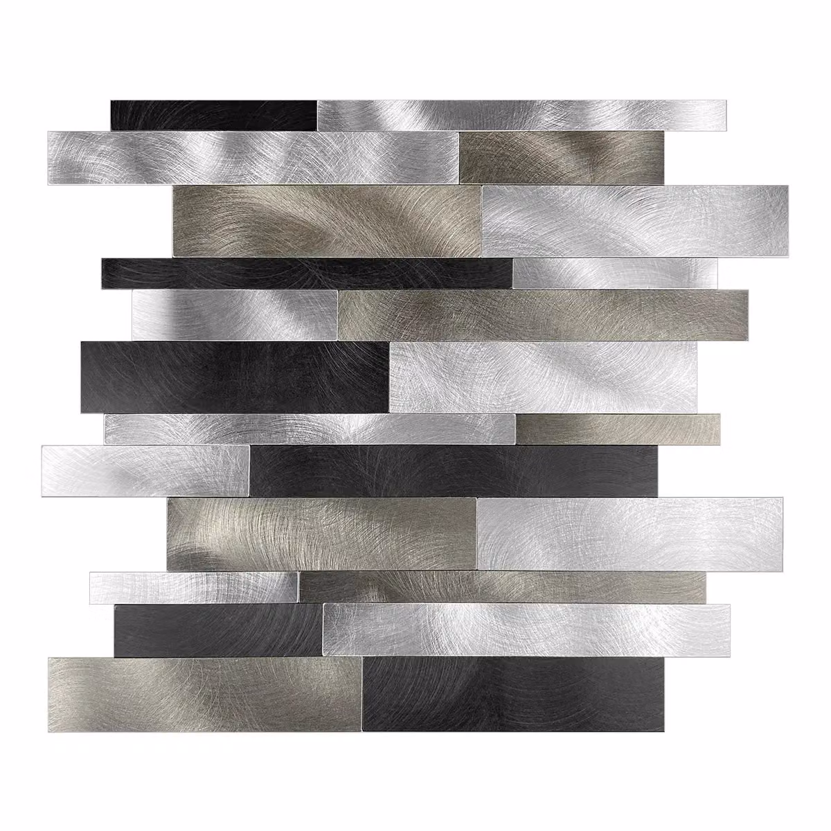 ENER-J Silver Metallic Peel and Stick Aluminium Wall Tiles, Pack of 4, W: 303 mm, D: 297 mm, H: 4 mm – 2