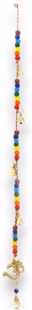 KDMD Indian Chimes Gold Brass OM Hanging Bells with Multicolour Chakra Beads