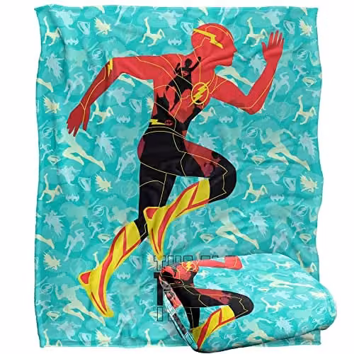 LOGOVISION Warner Brothers The Flash Batman Supergirl Silky Touch Super Soft Throw Blanket, White, W/D/H: 152 x 127 cm