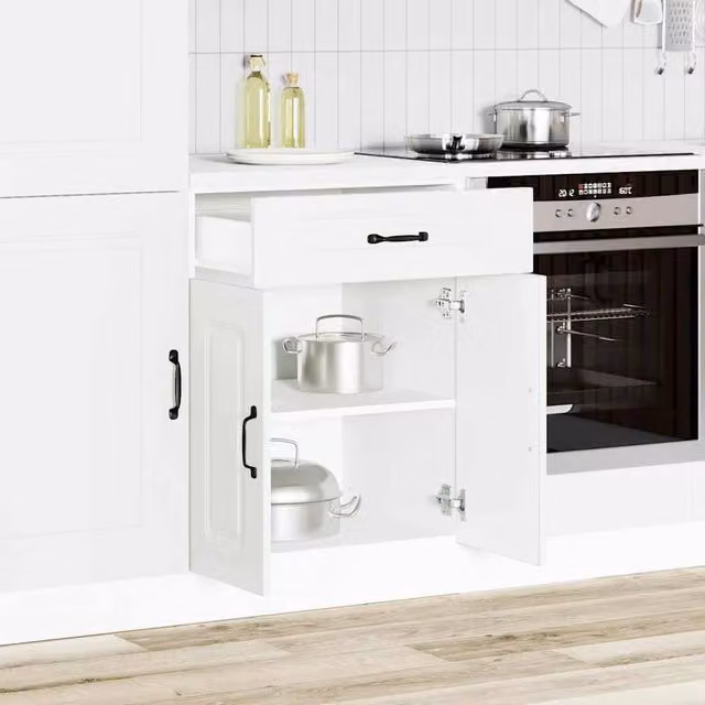 Berkfield Home Kalmar White Kitchen Base Cabinet with Hinged Doors and Internal Shelves – 1
