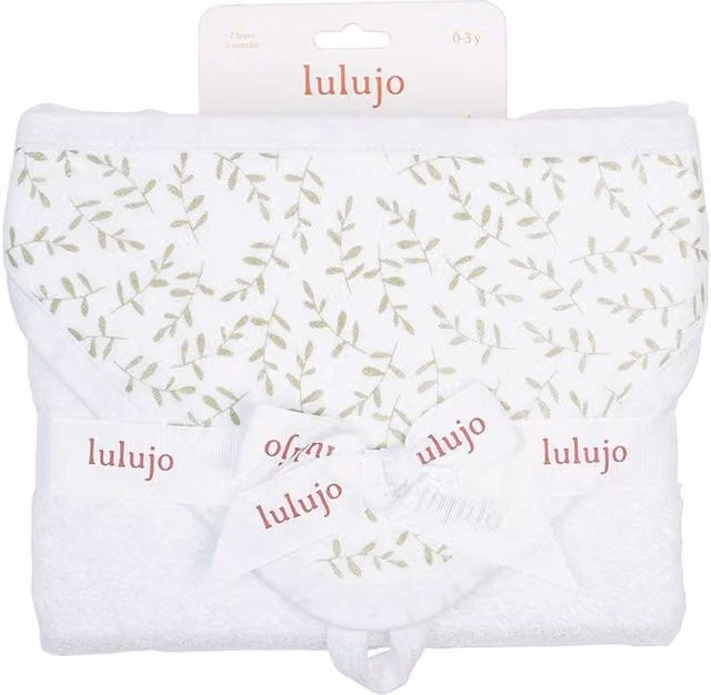 Lulujo Greenery Floral Hooded Terrycloth Towel with Hanging Loop in Multicolour and White