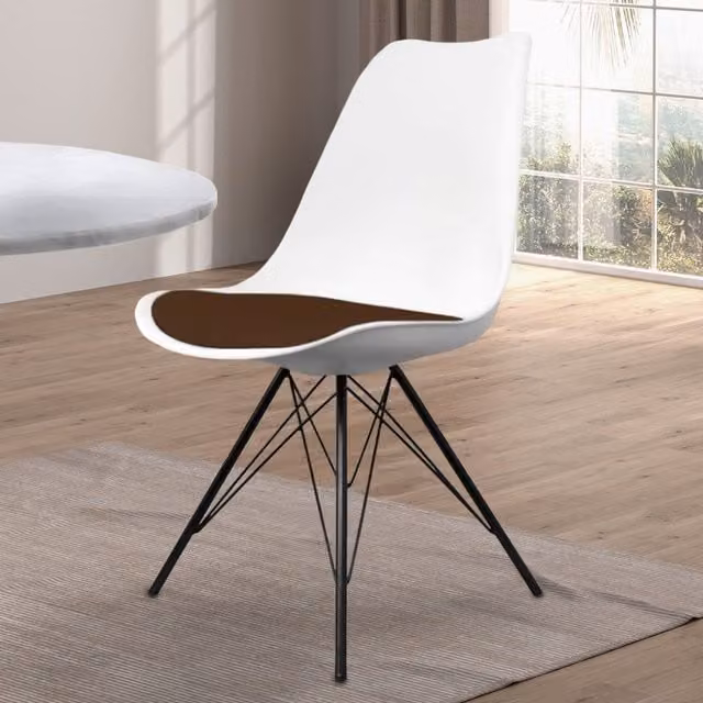 Fusion Living Soho Plastic Dining Chair with Black Metal Legs - Brown