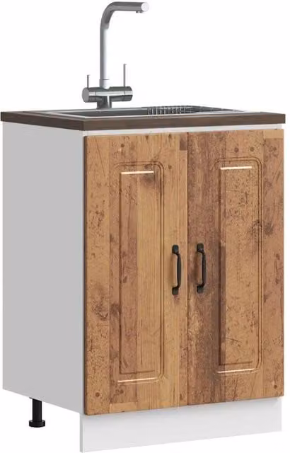 Berkfield Home Kalmar Sink Base Cabinet in Old Wood Brown, W/D/H: 60 x 46 x 81.5 cm – 1
