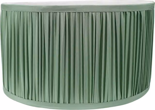 ValueLights Jess Large Green Fabric Ruched Drum Lampshade with LED Bulb for Ceiling, Floor, or Table Lamps