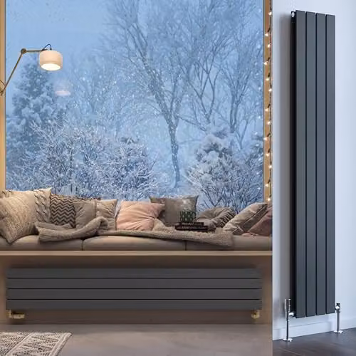 Terma Steel Wall Mounted Radiator in Anthracite Grey, H 180.0 cm x W 29.2 cm – 1