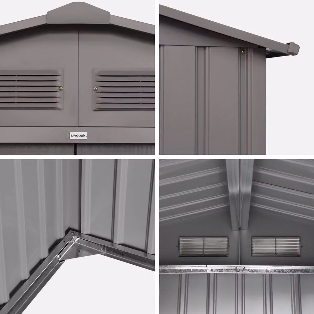Sweekeek Garden Shelter in Taupe with Anchor Kit and Galvanised Steel Construction – 4