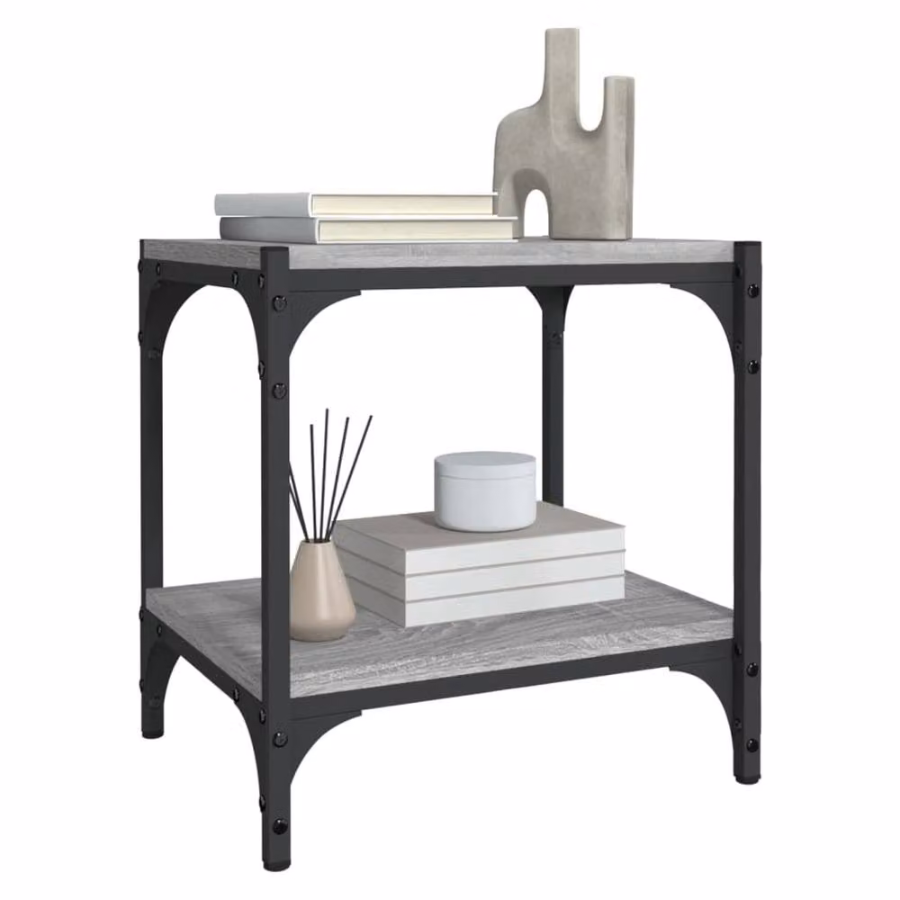 Berkfield Home Grey Sonoma TV Cabinet in Engineered Wood and Steel, W/D/H: 40 x 33 x 41 cm – 4