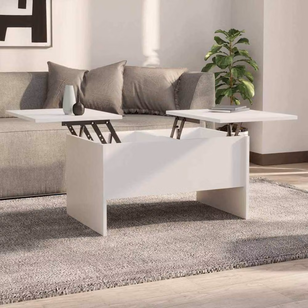 Berkfield Home Modern White Rectangular Coffee Table with Lift Mechanism, W/D/H: 80 x 50 x 42.5 cm – 2