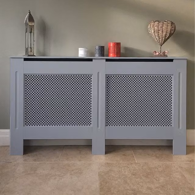 Jack Stonehouse Diamond Geometric Radiator Cover in Matt Grey, Width: 152 cm