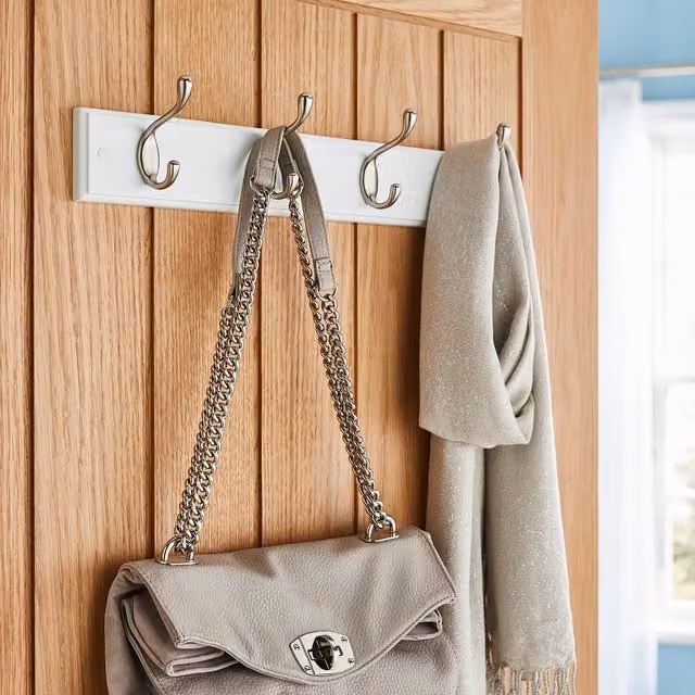 House Of Home 4 Heavy Duty Mountable Double Coat Hooks in White – 1