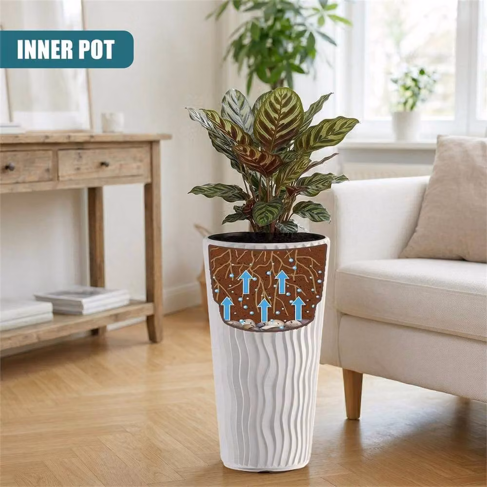 EONLION White Tall Plant Pots with Inserts – 3