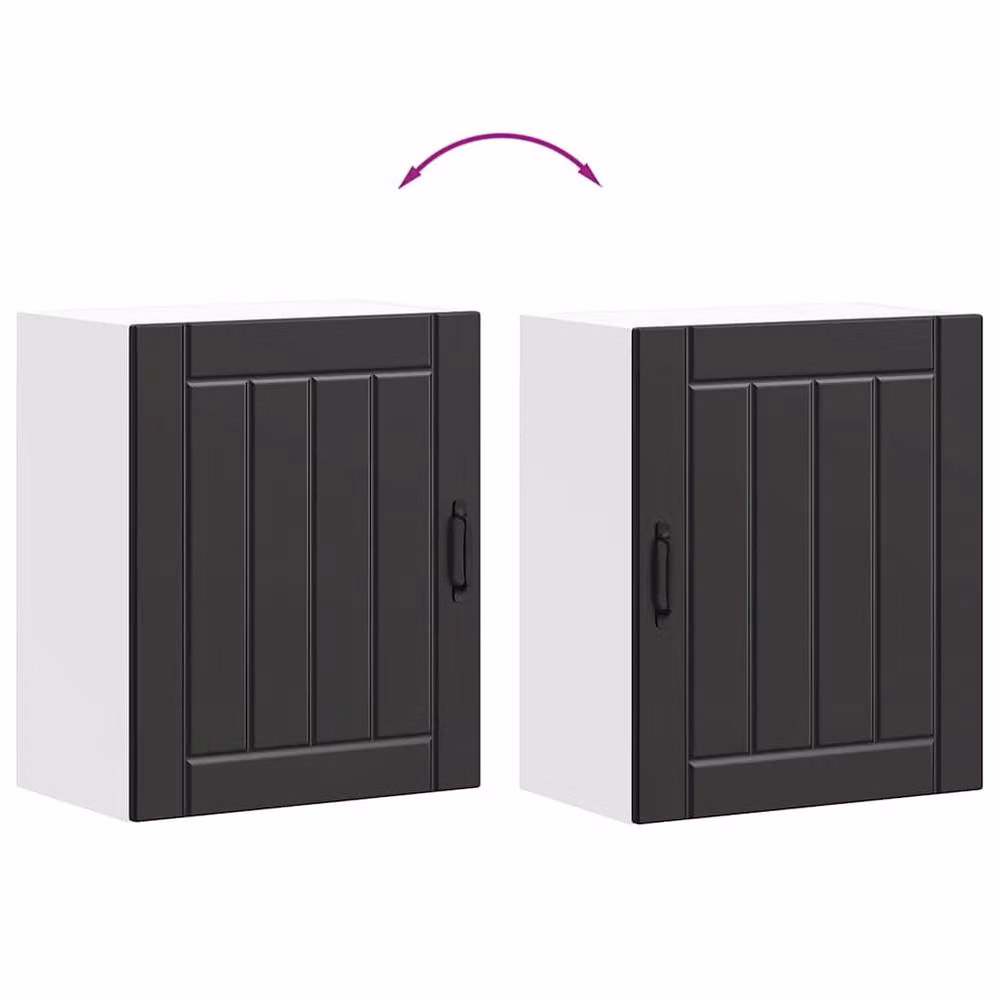 Berkfield Home Lucca Wall Mounted Kitchen Cabinet in Black Matt MDF, W/D/H: 60 x 31 x 50 cm – 4
