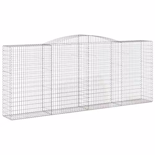 vidaXL Arched Gabion Basket in Silver Galvanised Steel, W: 400 cm, D: 50 cm, H: 160-180 cm