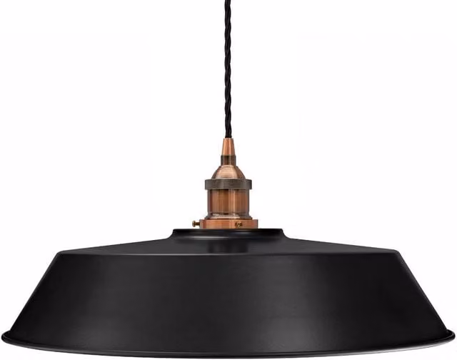 SE Home Chancery Large Suspended Pendant Light in Matt Black and Antique Copper