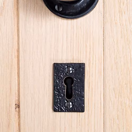 Hammer and Tongs Matt Black Iron Rectangular Escutcheon Plate, Pack of 10, W: 30 mm x H: 50 mm – 5