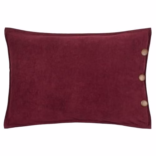 Riva Home Red Rectangular Washed Velvet Polyester Filled Cushion W: 35 cm, H: 35 cm
