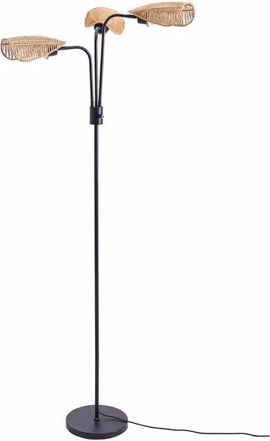 Lifeideas 3-Bulb Boho Floor Lamp with Paper Rope Lampshade in Black, Diameter: 34 cm