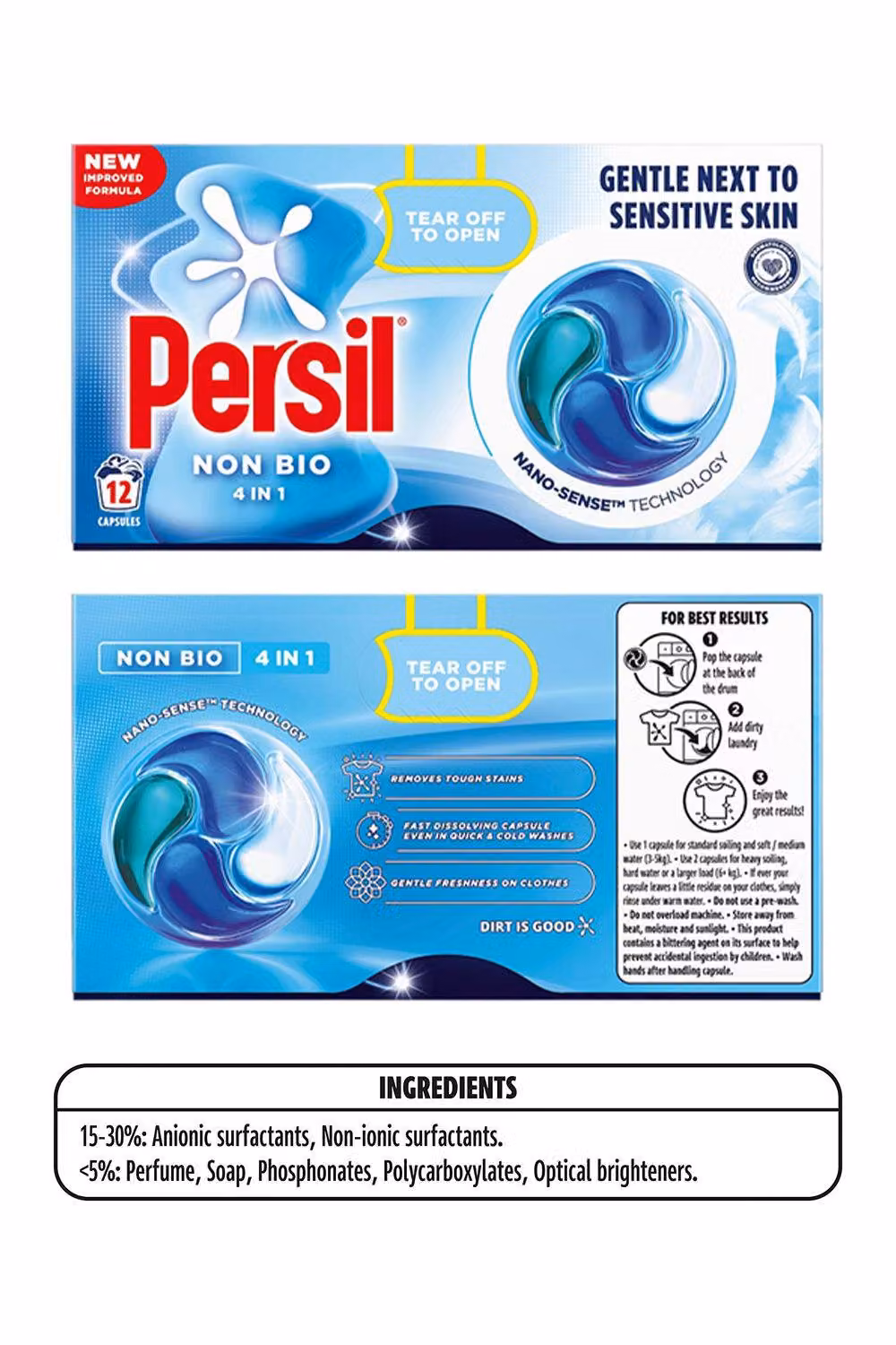 Persil Non Bio Fast-Dissolving Laundry Capsules, 48 Washes, 4 Pack – 4