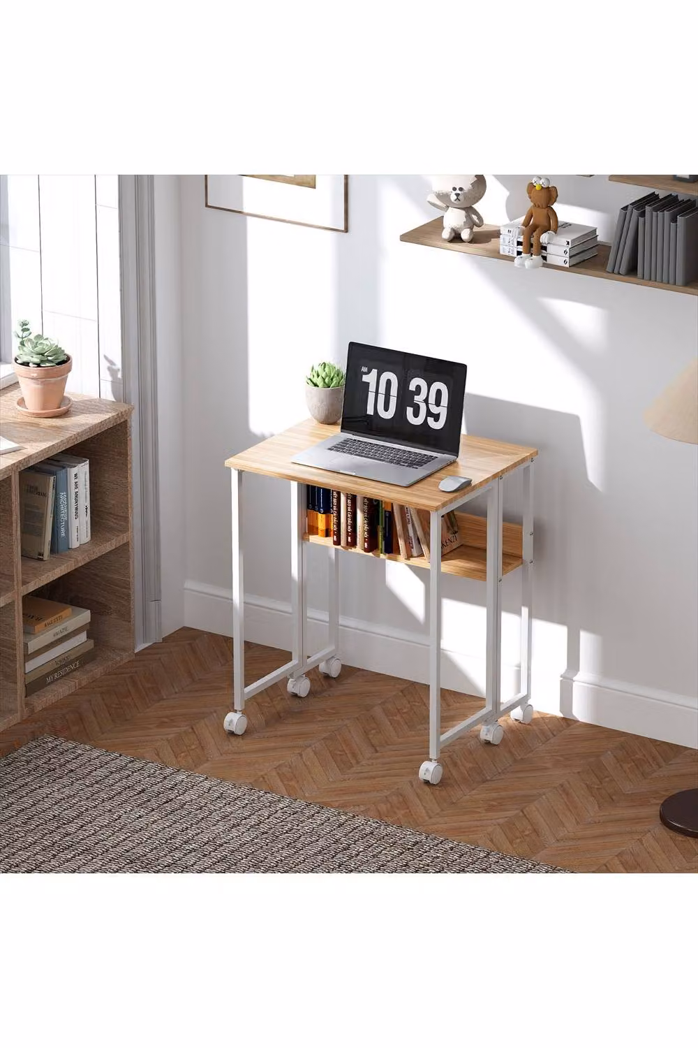 ERGOVEXA Drop Leaf Writing Work Desk in Brown and Multicolour, W/D/H: 63 x 50 x 75 cm – 2