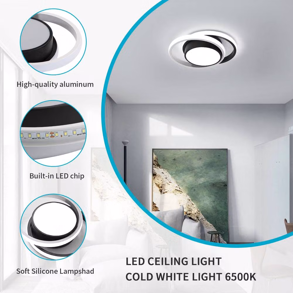 Pheashine Modern 32W Round LED Ceiling Light in White or Black – 3